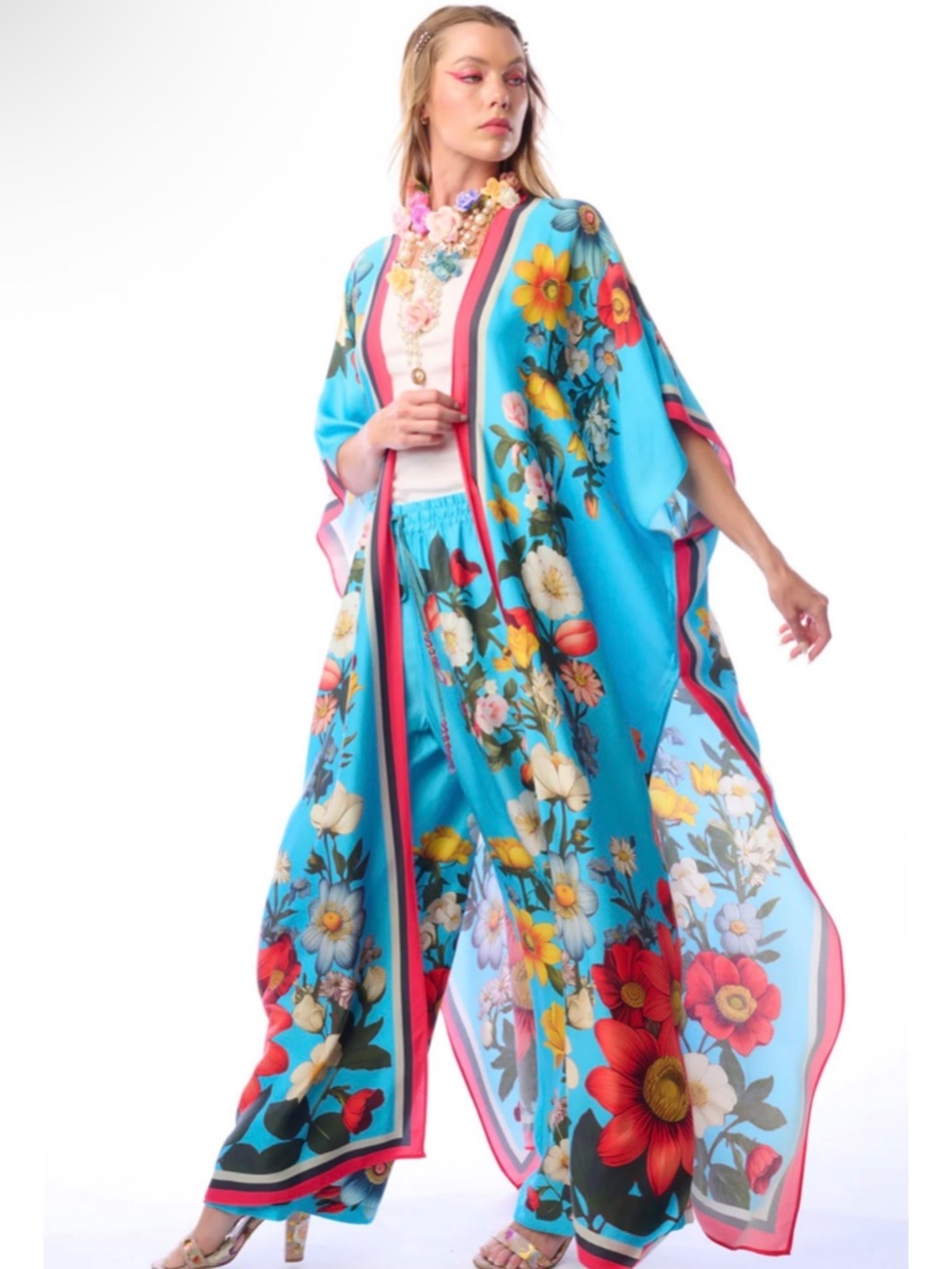 Floral Garden Maxi Kimono by Aratta in Blue. #swim #luxury #lingerie #festival